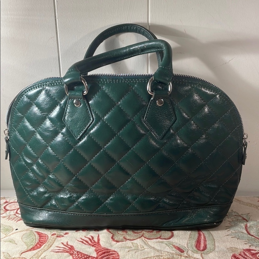 I Medici Hunter Green Firenze Icon Quilted Satchel Bag